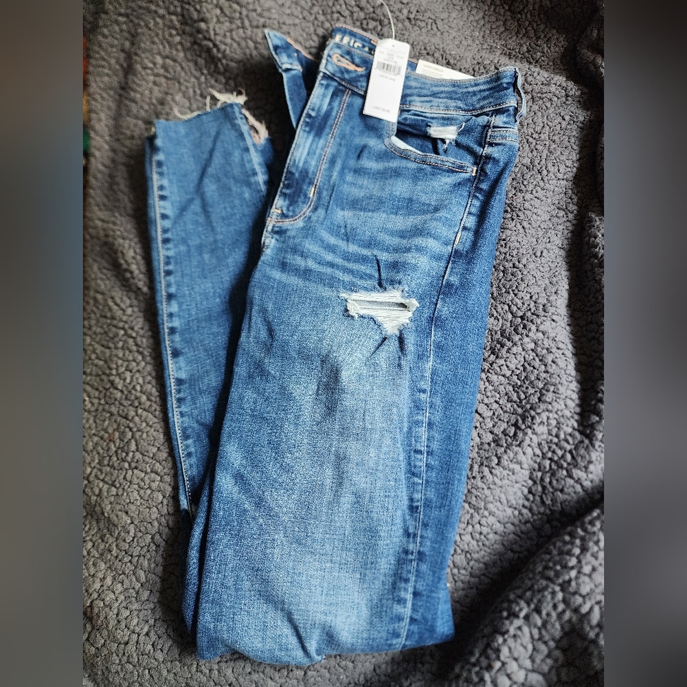 American Eagle super high rise Legging medium wash super stretch size 8